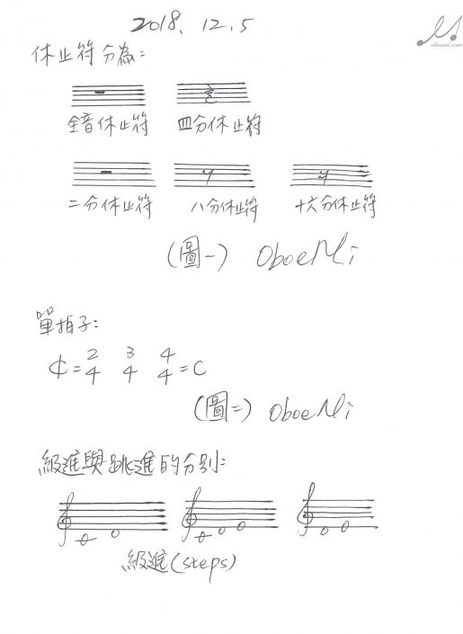 20181205-1 休止符、單拍子、級進與跳進